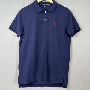 US Polo Assn. Solid Pique Small Logo Polo Shirt - Navy - Small